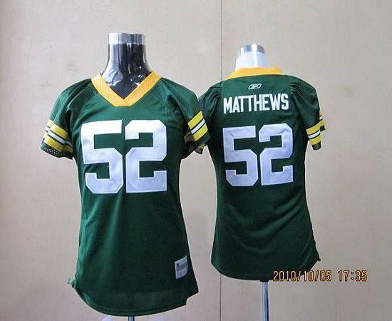 Packers #52 Clay Matthews Green Women's Field Flirt Stitched NFL Jersey - Click Image to Close